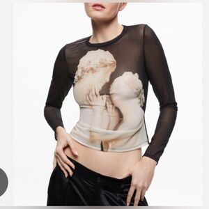 Alice + Olivia Delaina Long Sleeve Mesh Top Size Small